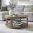 Round Wooden Coffee Table with Wheels