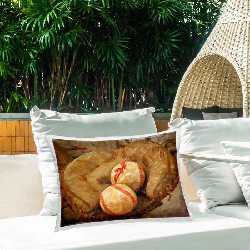 Coussin d'extérieur imprimé Baseball Catchers Mitt & Ball par Graffi * Tee Studios