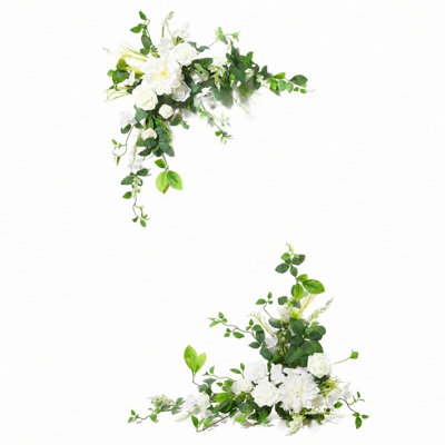 Panneau de bienvenue, fleurs, décoration florale de mariage, 2 pièces de décorations d'arche artificielle, arrangement de verdure, réception de chevalet de jardin, entrée extérieure, panneau non inclus