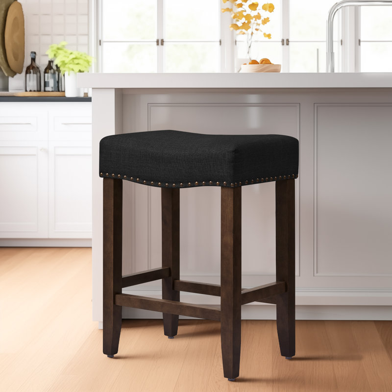Tabouret de bar moderne avec siège en bois Jaeshon, Noir, Tabouret de bar (siège d'une hauteur de 29,75 po), 1