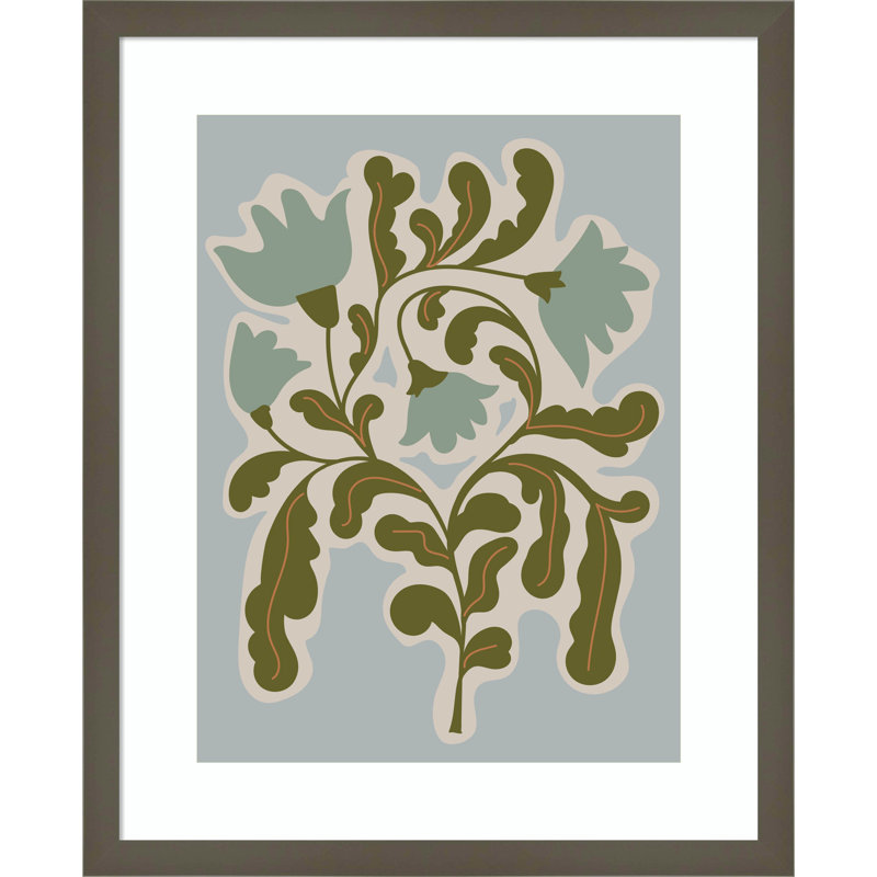 Expressive Abstract House Plant Playful Blue Framed On Paper by The Creative Bunch Studio Print, 21" H x 17" W x 1" D, Gray