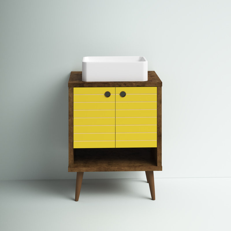 Altom 23.62'' Single Bathroom Vanity with Manufactured Wood Top, Brown