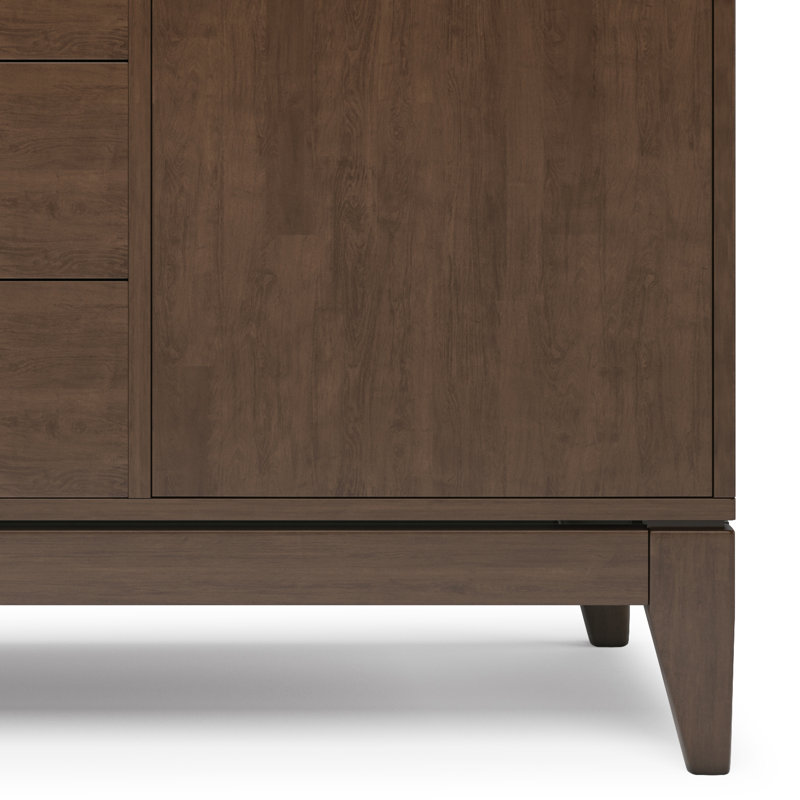 Walnut Brown 60" Solid Wood Mid-Century Sideboard Buffet