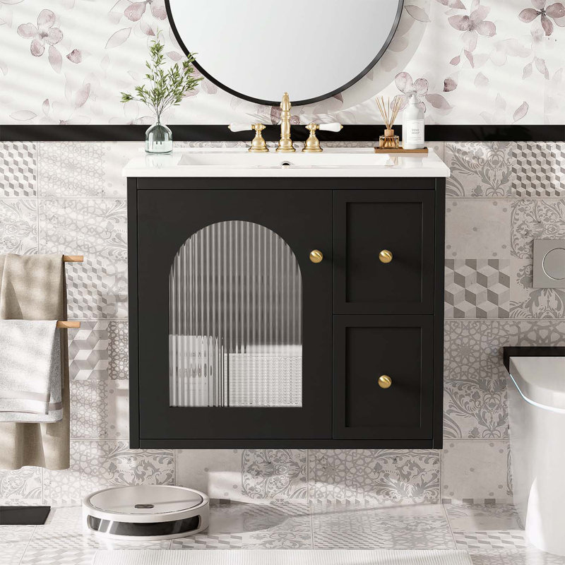 Ensemble de meuble-lavabo de salle de bain avec rangement avancé et design élégant pour les espaces compacts, Noir