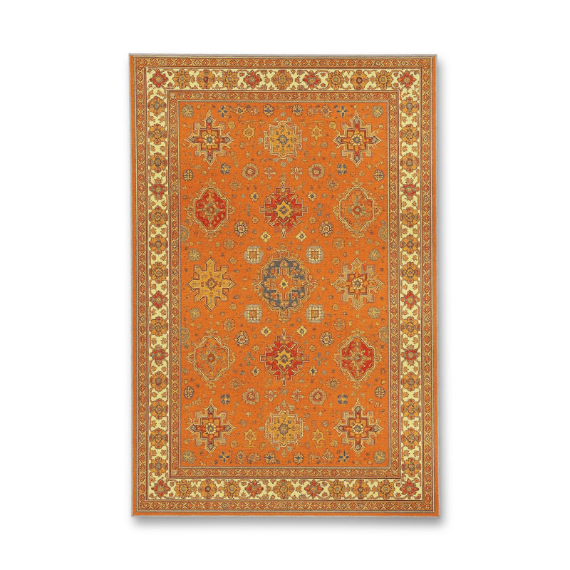 Tapis tissé orange traditionnel Mosso, 3'3" x 6'7"