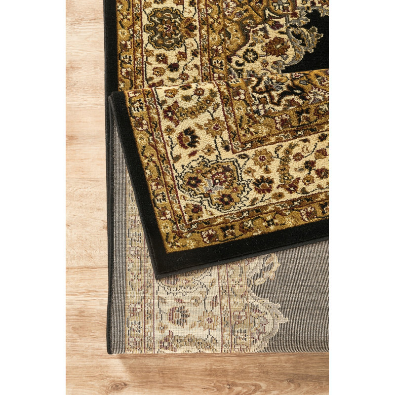 Tapis traditionnel intemporel - motif élégant, confort et style durables, Noir