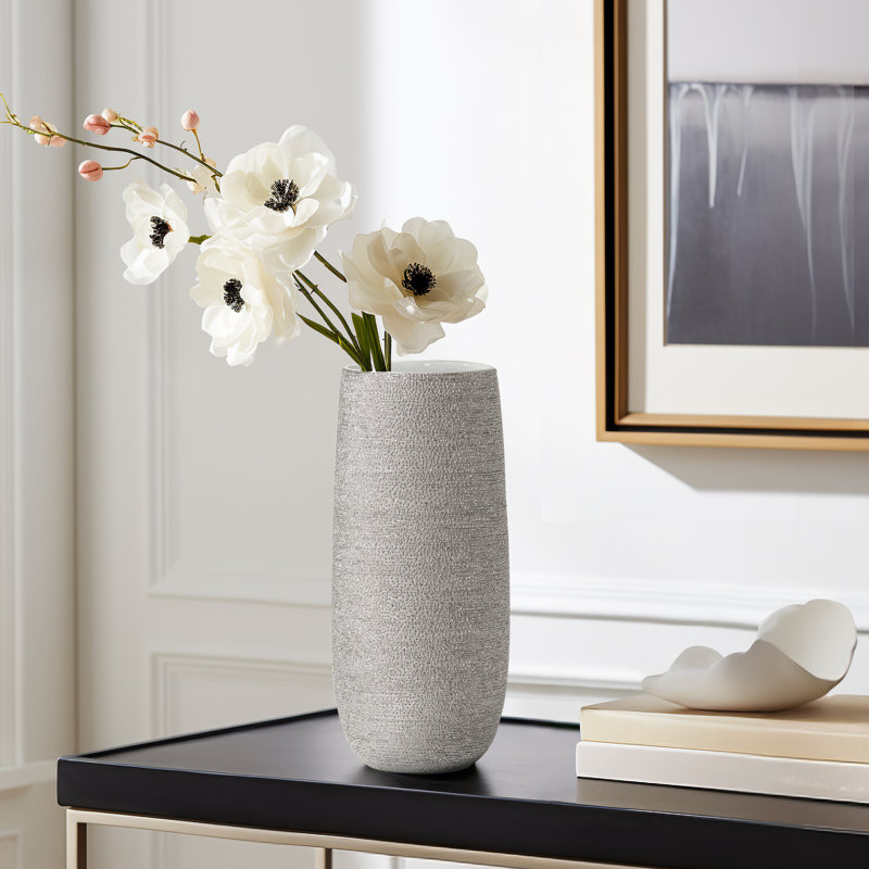 Vase de table en céramique 13 po Brava, H 11 po x l 5 po x P 5 po, Gris