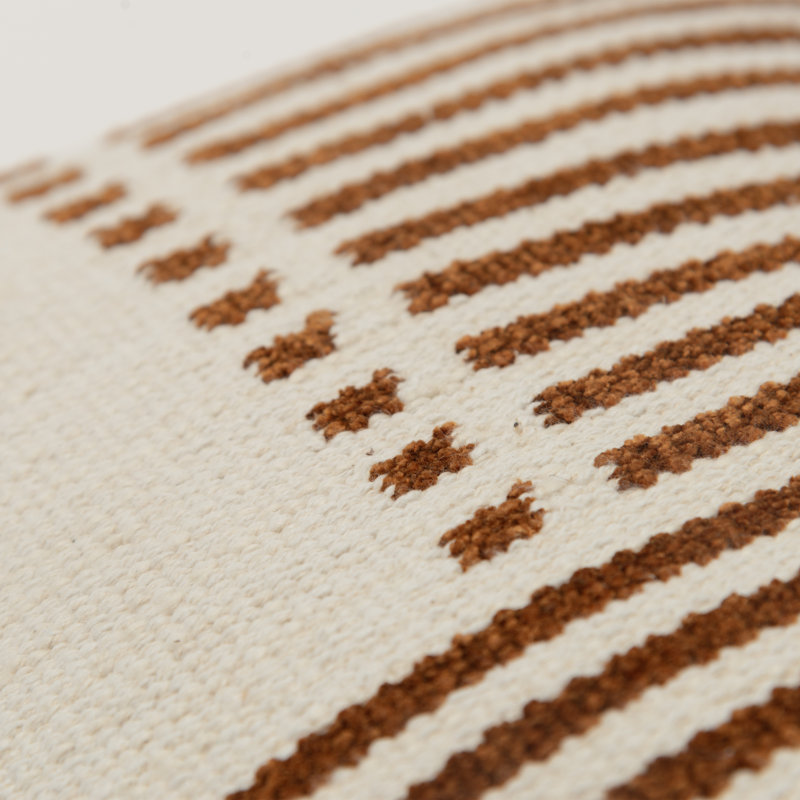 Natural and Camel Striped Cotton Lumbar Pillow Set
