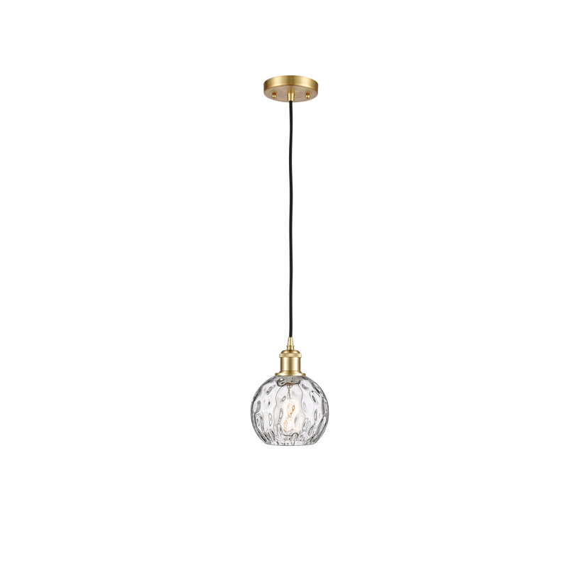 Luminaire suspendu sphère 1 lumière Roxane, Ampoule non incluse, H 8 po x l 6 po x P 6 po, Or satiné