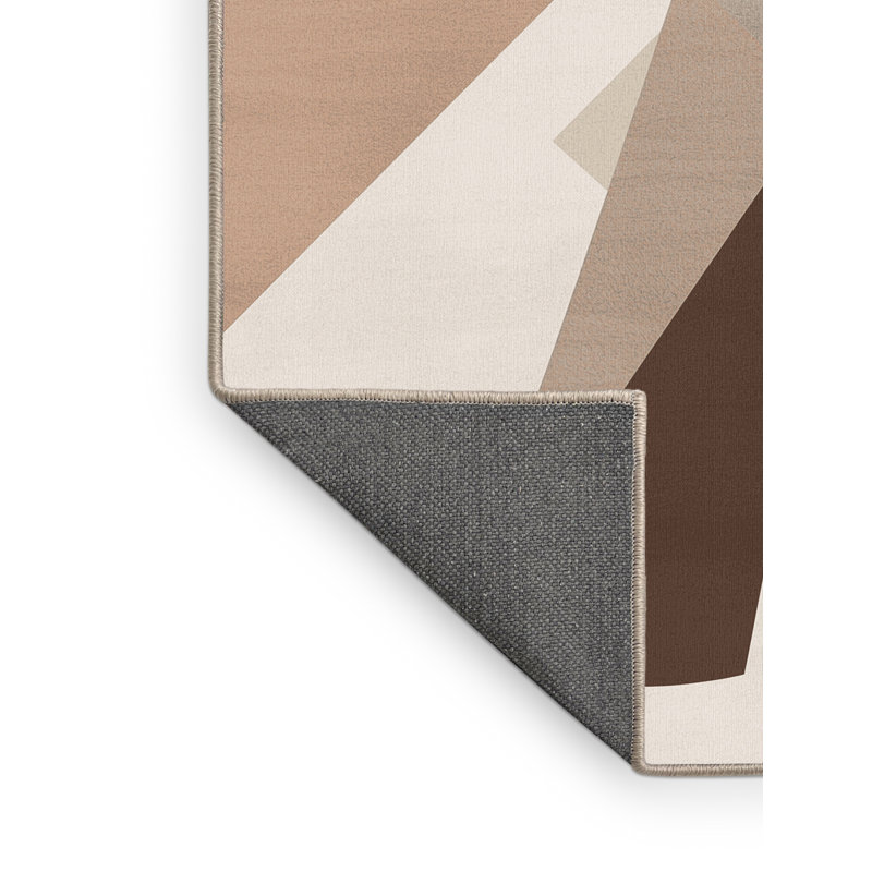 Tapis de couleur unie douce et moelleuse de couleur unie élégante et chic en beige - reliure beige, 5 x 8