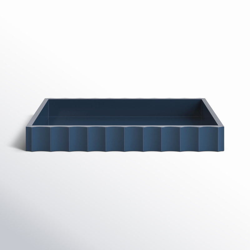 Cardella Fluted Rectangle Serving Tray, Navy