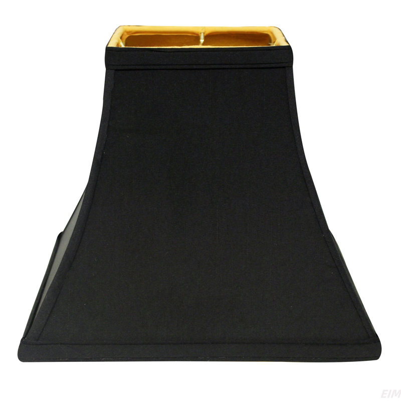 Abat-jour carré rigide de 4 po en haut x 8 po en bas x 7 po avec pinces pour ampoule, abat-jour en tissu naturel noir avec doublure dorée pour lampes de table