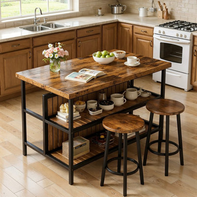 Grondin 47.24" Iron Kitchen Island Set