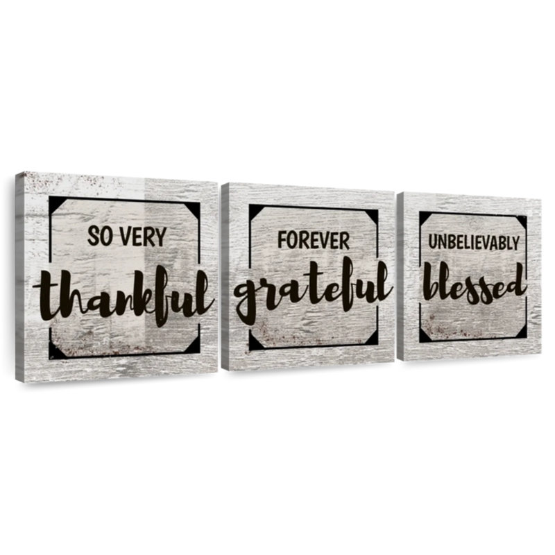 " Thankful Grateful Blessed II " by Faithinart 3 - Pieces, 8" H x 26" W x 1" D