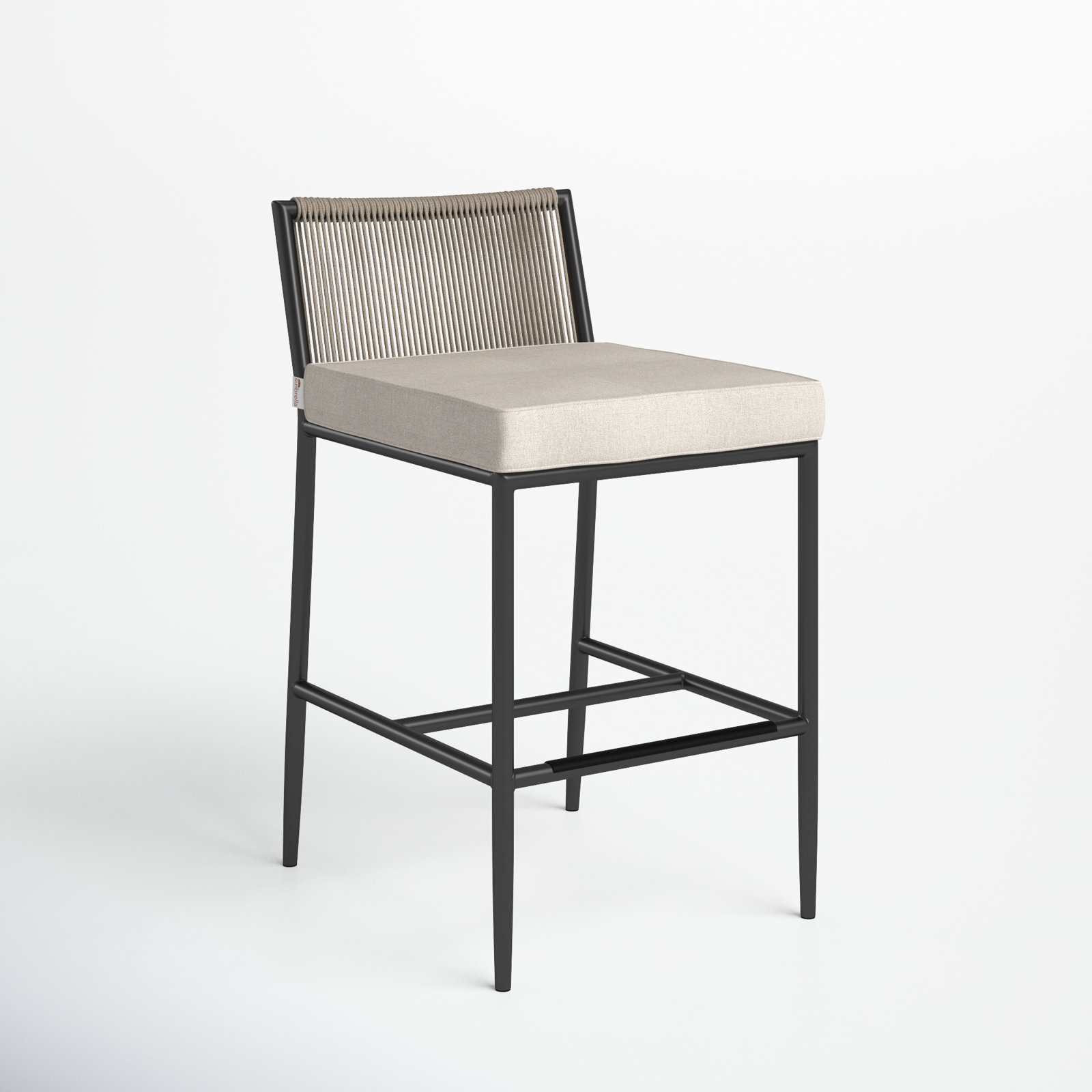 Esme Olefin Patio Bar Stool, Bar Stool (26" Seat Height), Echo Ash Sunbrella®
