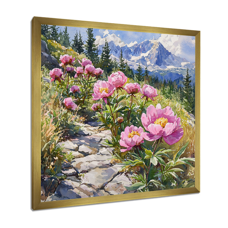 Pivoines le long du sentier de montagne I - pivoines, art mural, Reproduction encadrée d'une seule photo, H 16 po x l 16 po