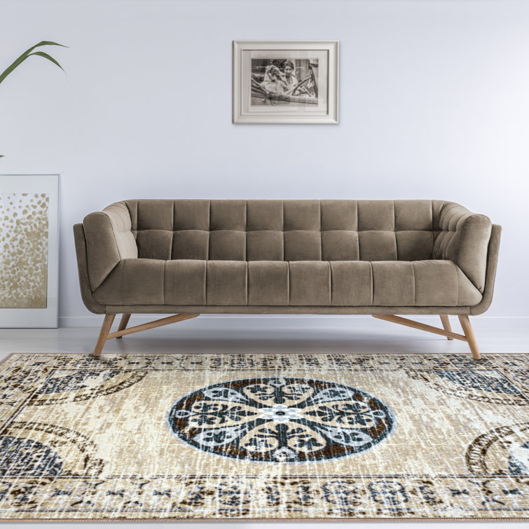 Livia Distressed Bohemian Medallion NonSlip Indoor Runner or Area Rug