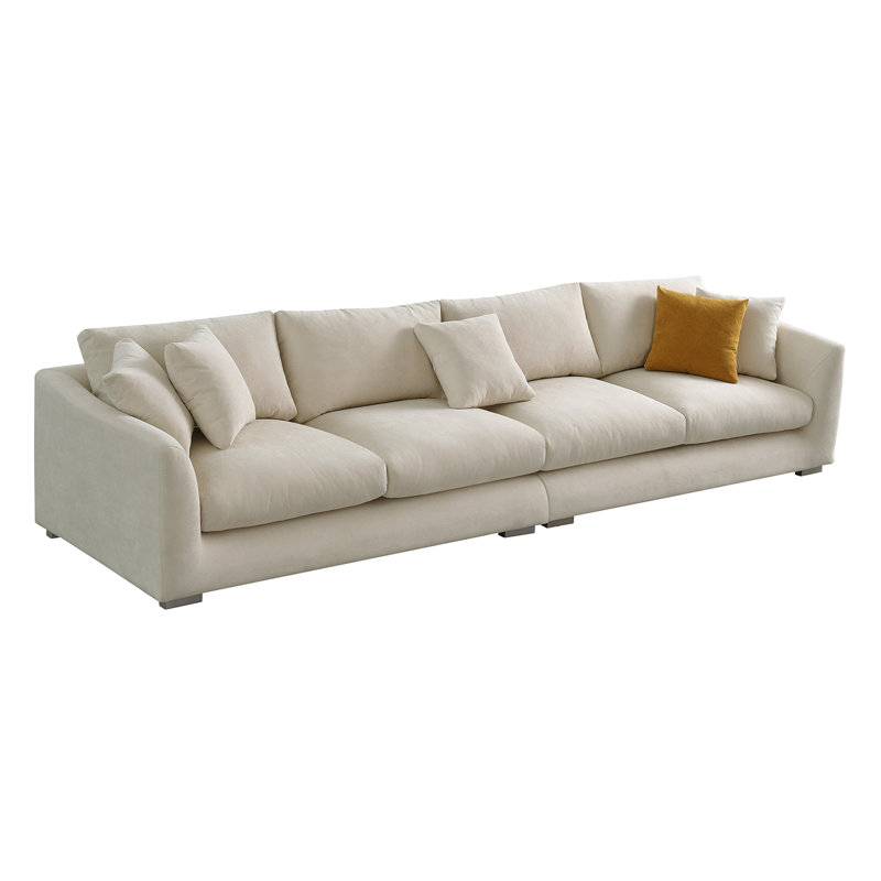 Canapé modulaire à accoudoirs évasés 140 po Defeis, Microfibre / microsuède blanc