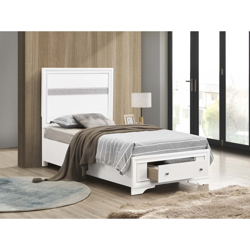 Cadre de lit (seulement lit), Blanc, Simple