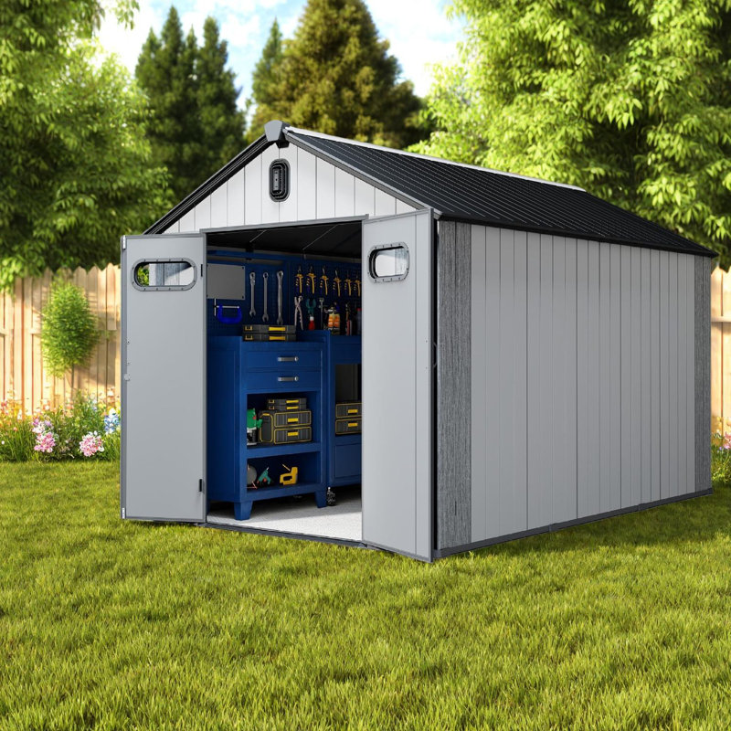 Espace de rangement extérieur moderne en acier de 8 pi x 14 pi pour la cour