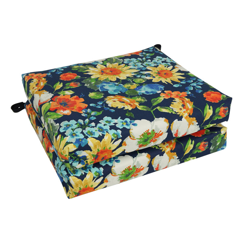 Indoor/Outdoor Adirondack Chair Cushion, 3" H x 20" W x 19" D, Navy/Orange