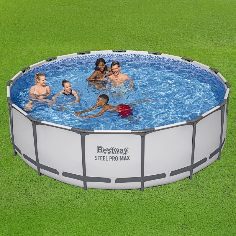 Bestway Steel Pro MAX Round Above Ground Swimming Pool with Pump & Cover, 15' W x 48" H