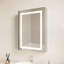 Armoire de salle de bain à miroir pour salle de bain 26X20 - Trait de brouillard imperméable 3000K ~ 6000K Modifie le mode de contrôle tactile Porte simple à intensité variable Options de montage à gauche pour choisir la pharmacie en pouces avec brouillard, combinant 3000K 6000K