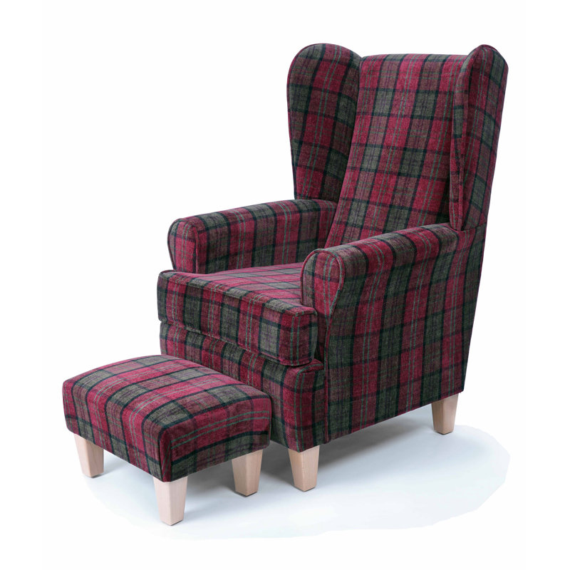 Rockleigh Upholstered Wingback Chair With Footstool