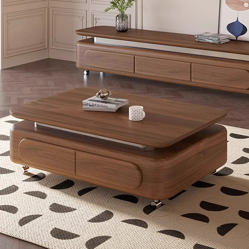 Table basse minimaliste en bois massif noyer, H 16,53 po x L 51,18 po x l 27,55 po
