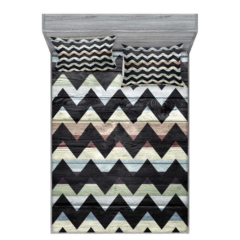 Chevron Microfiber Chevron Sheet Set, Full Sheet Set + Fitted Sheet + 2 Pillowcases
