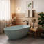 Baignoire de trempage autoportante 65 pouces à surface solide vert turquoise avec trop-plein et bonde escamotable