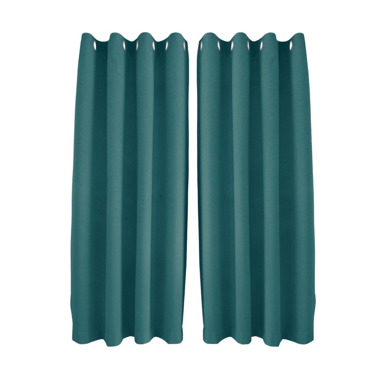 Linen Blend Blackout Curtain Panel Pair, Teal, 117cm Width x 160cm Drop