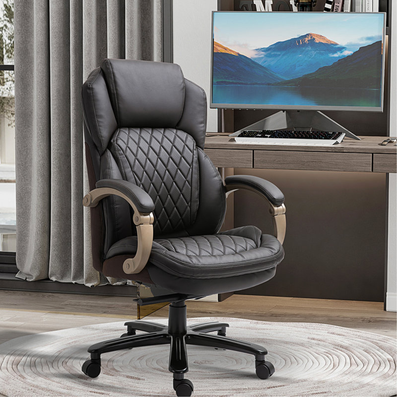 Fauteuil de bureau brun robuste, à hauteur réglable, adapté aux grands et grands utilisateurs. Chaise confortable en brun, avec de nombreuses assises. Diamant haut dossier à mobilité variable