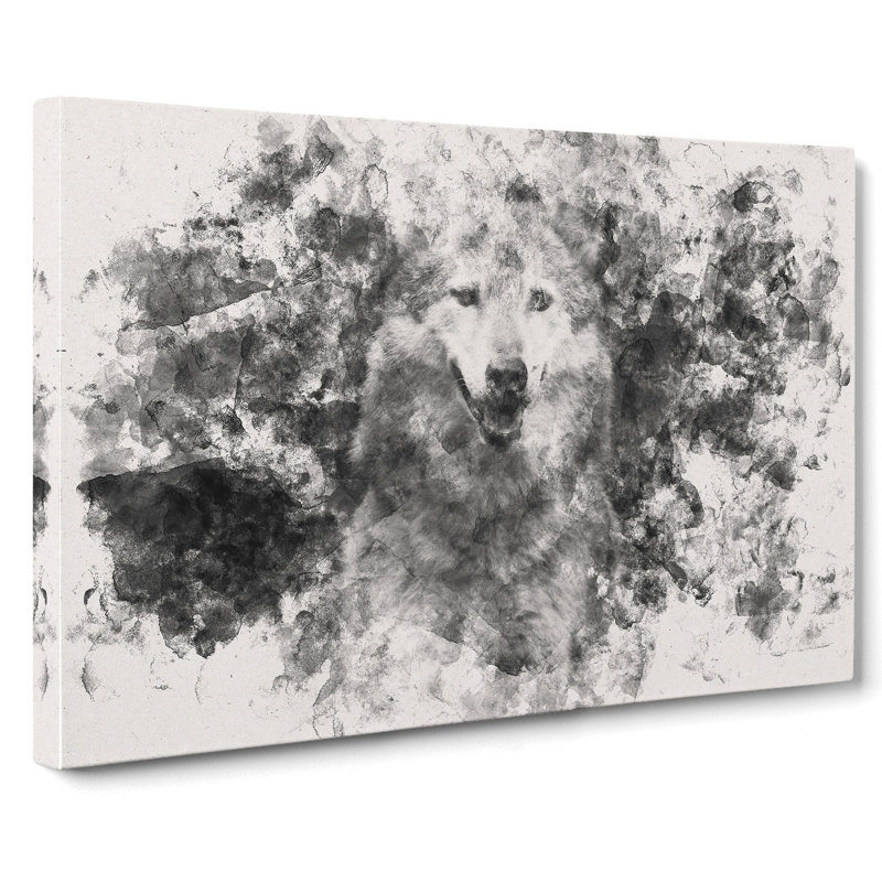 Wolf Portrait - Wrapped Canvas Print, 60cm H x 91cm W x 3cm D