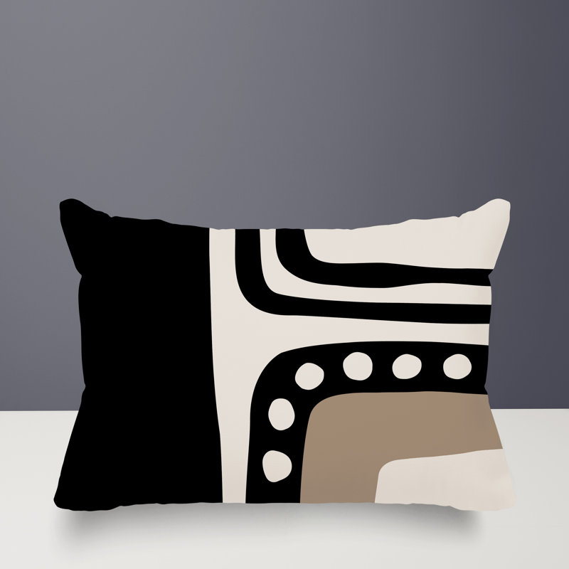 Coussin lombaire réversible intérieur / extérieur Sofi Minimalist, H 14 po x l 20 po, Noir, noir, noir, noir