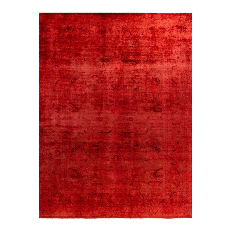Overyed One-of-a-Kind Rectangle 9'2" X 11'10" New Age Wool Area Rug Red/Burgundy