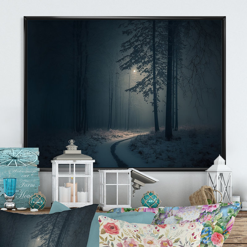 Wintercalm pendant la forêt Winter Time II - reproduction sur toile, H 12 po x l 20 po x P 1 po, Toile à cadre flottant noir