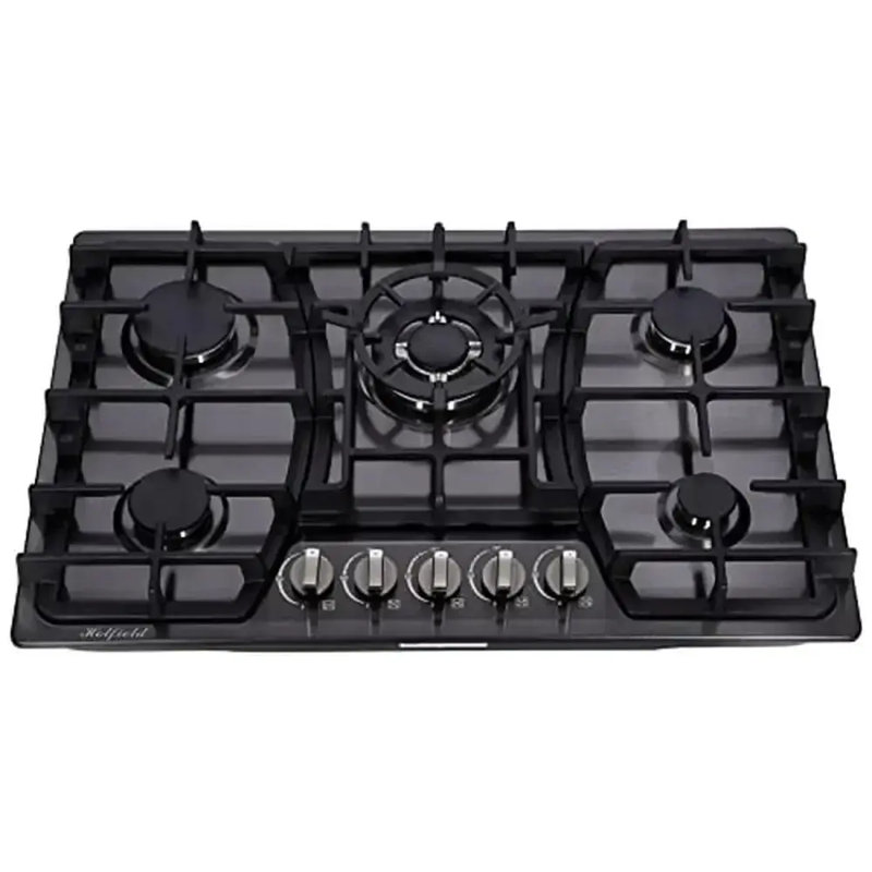 Plaque de cuisson à gaz 5 brûleurs en acier inoxydable à deux brûleurs de cuisinière à gaz facile à nettoyer Hf57013b
