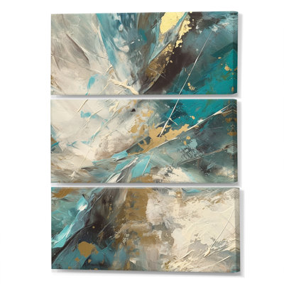 " Golden Hour In Turquoise Waves III " 3 - Pieces