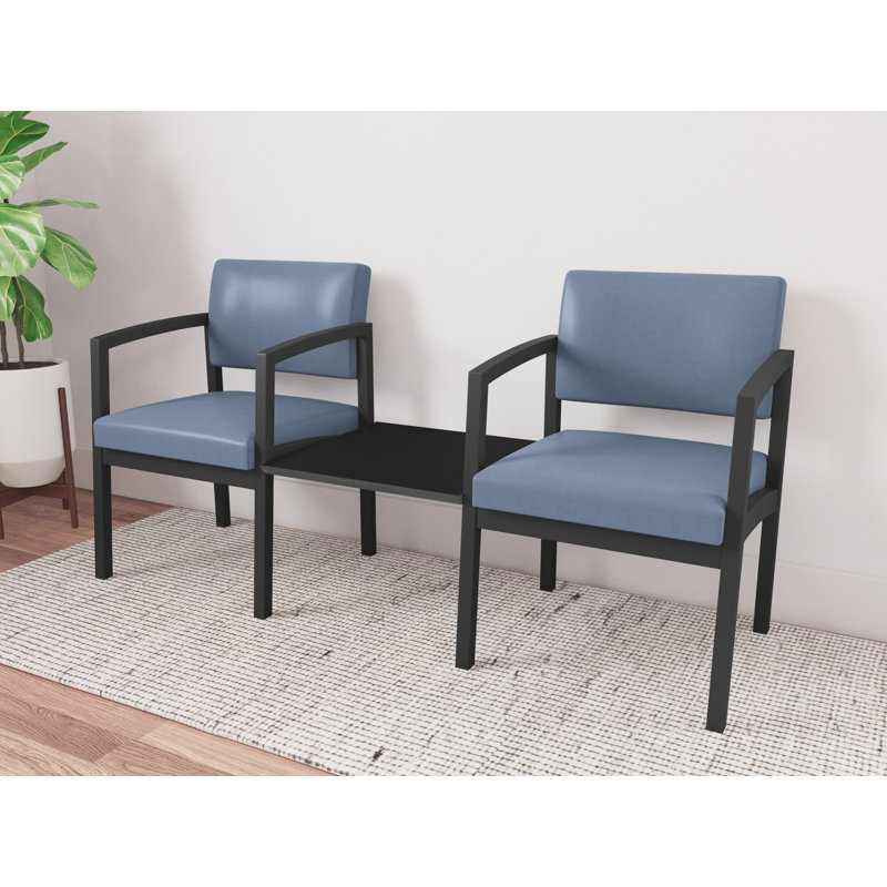 Structure tandem 2 places avec table centrale en acier Lenox, Noir / Nuit noire, Midnight Black, Fosse Sentry