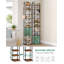 Vertical Shoe Rack, Shoe Shelves, Wood Shoes Organizer for Closet, Entryway.Shoes Tower for Small Spaces, Freestanding, with 2Hooks, Rustic Brown and Black, 10 Tier(26.5Wcm) -1915749218