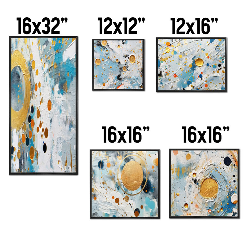 Combat abstrait bleu sarcelle, abstrait et abstrait - Collages abstraits, ensemble d'art mural, Cadre flottant noir