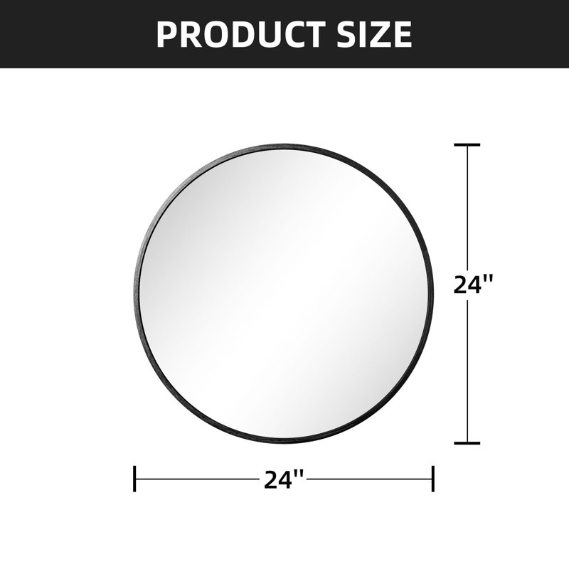 Miroirs muraux ronds en métal, 24 po x 24 po, Noir