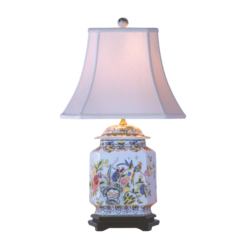 LAMPE HEXAGONALE PORCELAINE PEONY