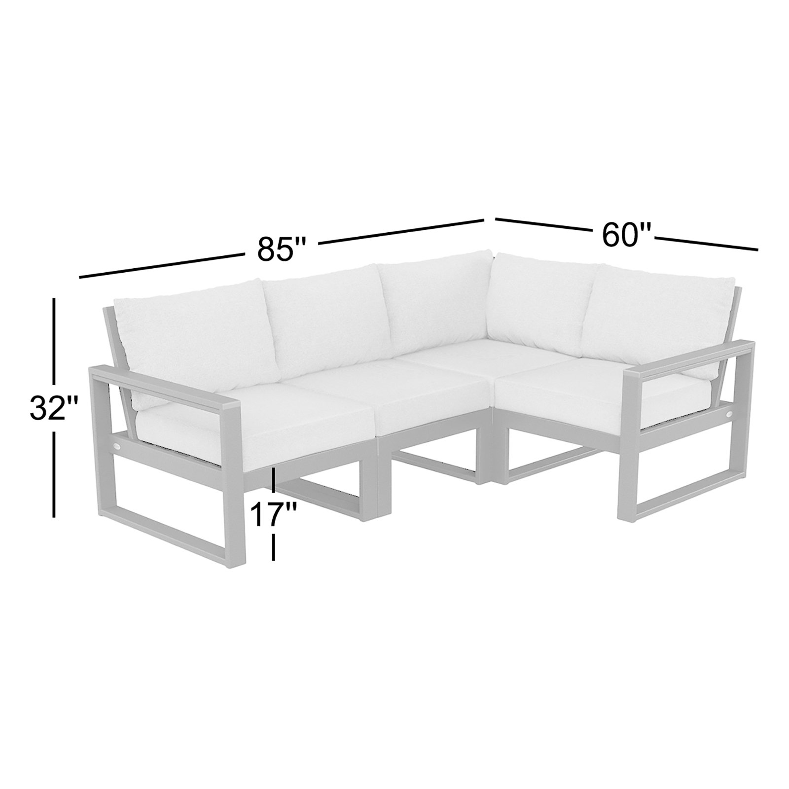 POLYWOOD® Edge 85" Patio Sectional, Marine Indigo , White
