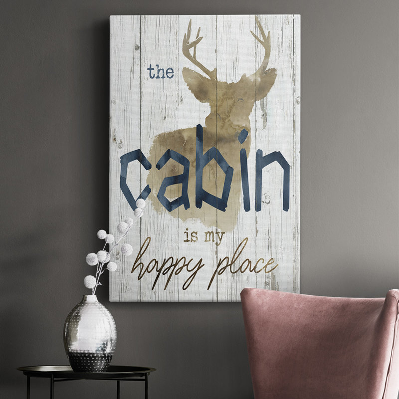 «Happy Place Cabin», peinture sur toile tendue, H 18 po x l 12 po x P 1 po