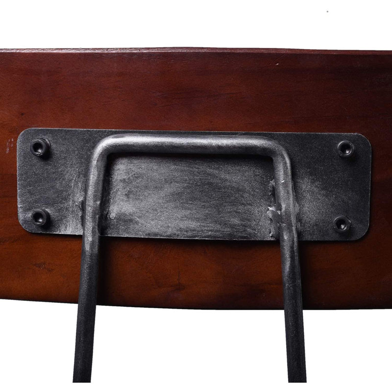 Ensemble de 2 tabourets de bar pivotants réglables en métal avec dossier, noir, entièrement soudé (plateau en bois brun avec dossier en fer)