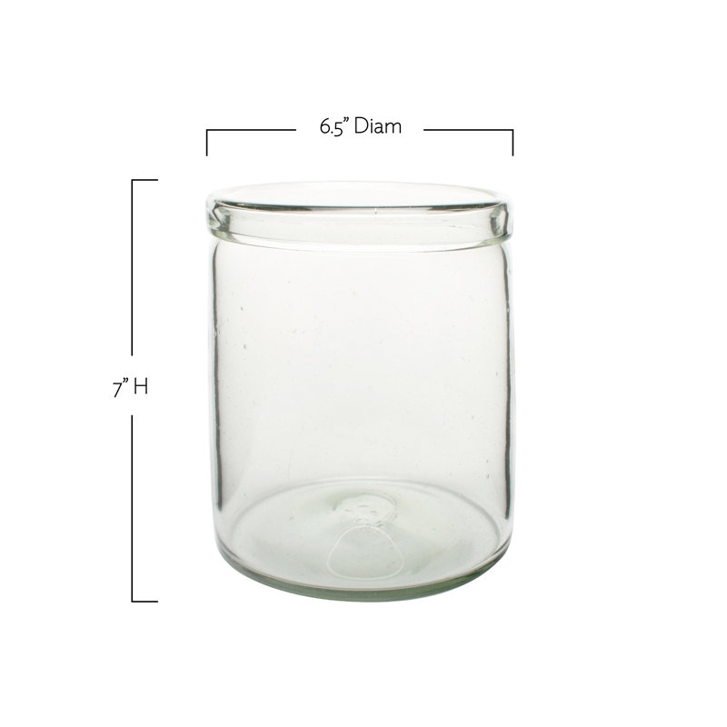 Vase de table en verre recyclé, H 7 po x l 6,5 po x P 6,5 po