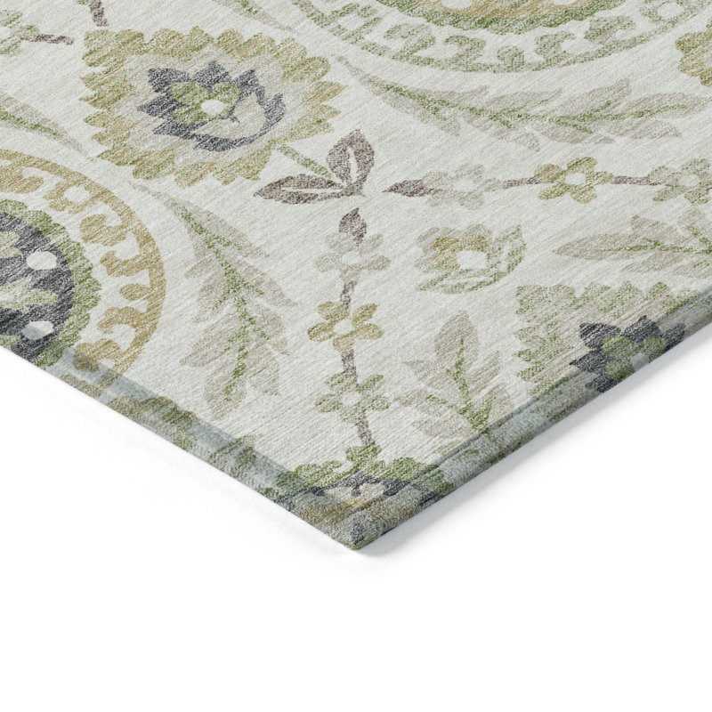  Machine Washable Indoor/Outdoor Mahaney ACN751 Ivory Rug, Rectangle 8' x 10'