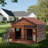 Solid Wood Outdoor Dog House with Cage-2016876325